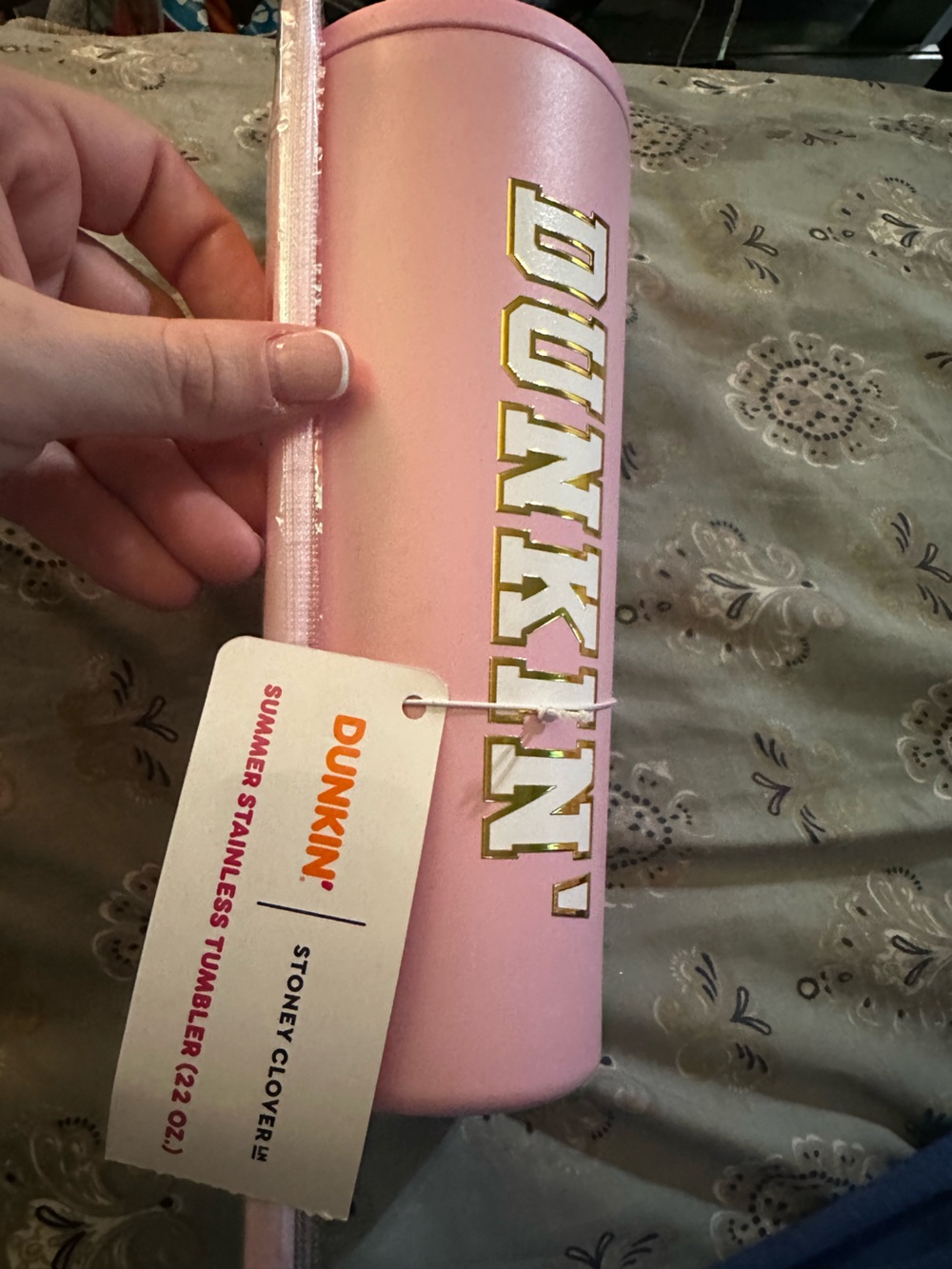 Pink Dunkin’ Donuts insulated cup